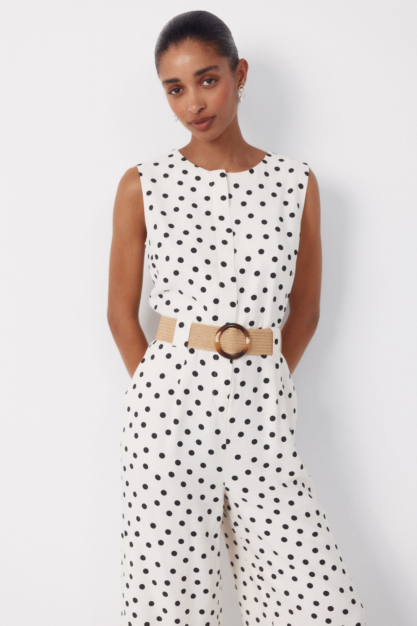 Cortefiel Jumpsuit con cintur&oacute;n