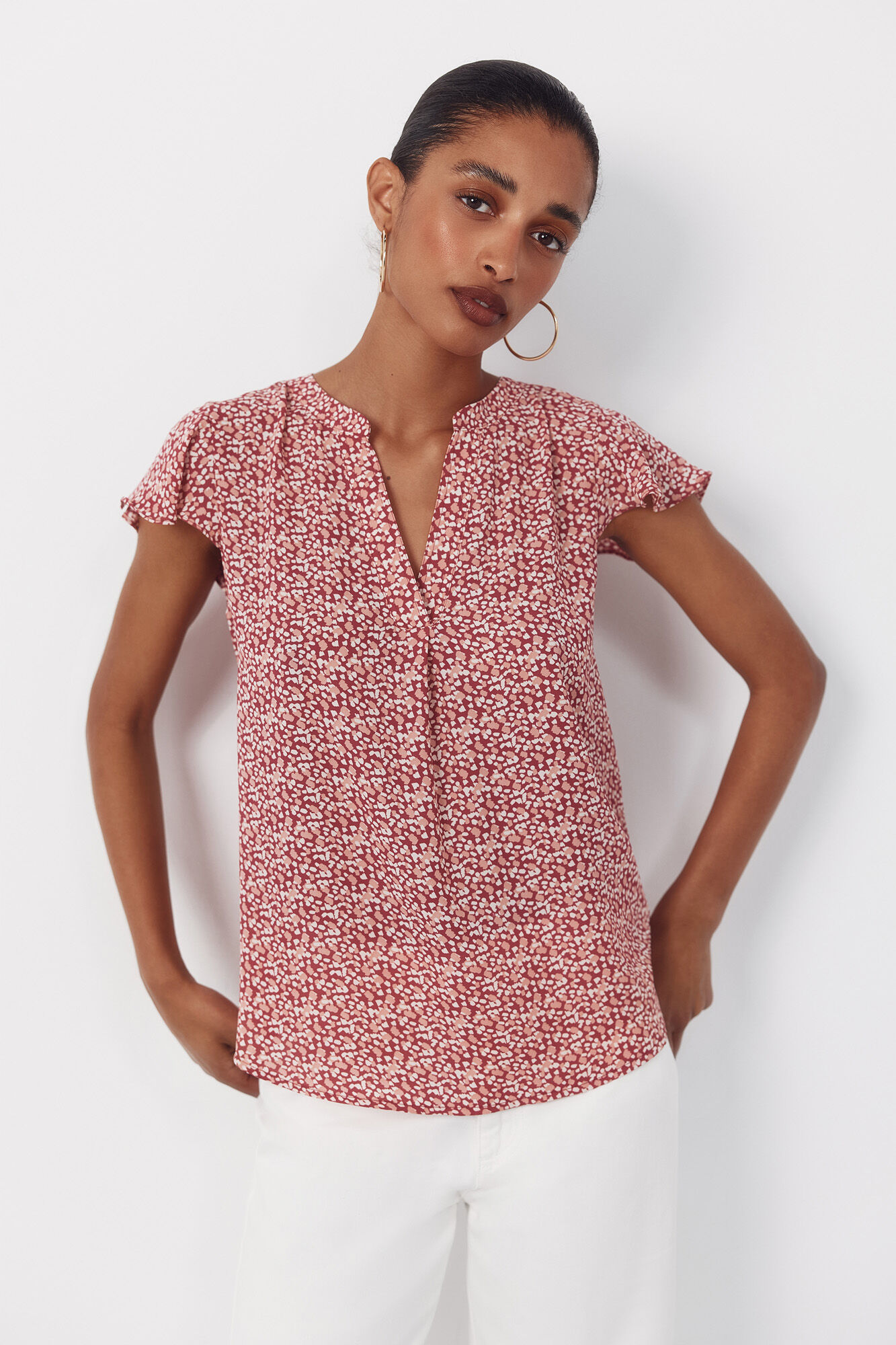 Cortefiel Blusa fluida de manga de vuelo