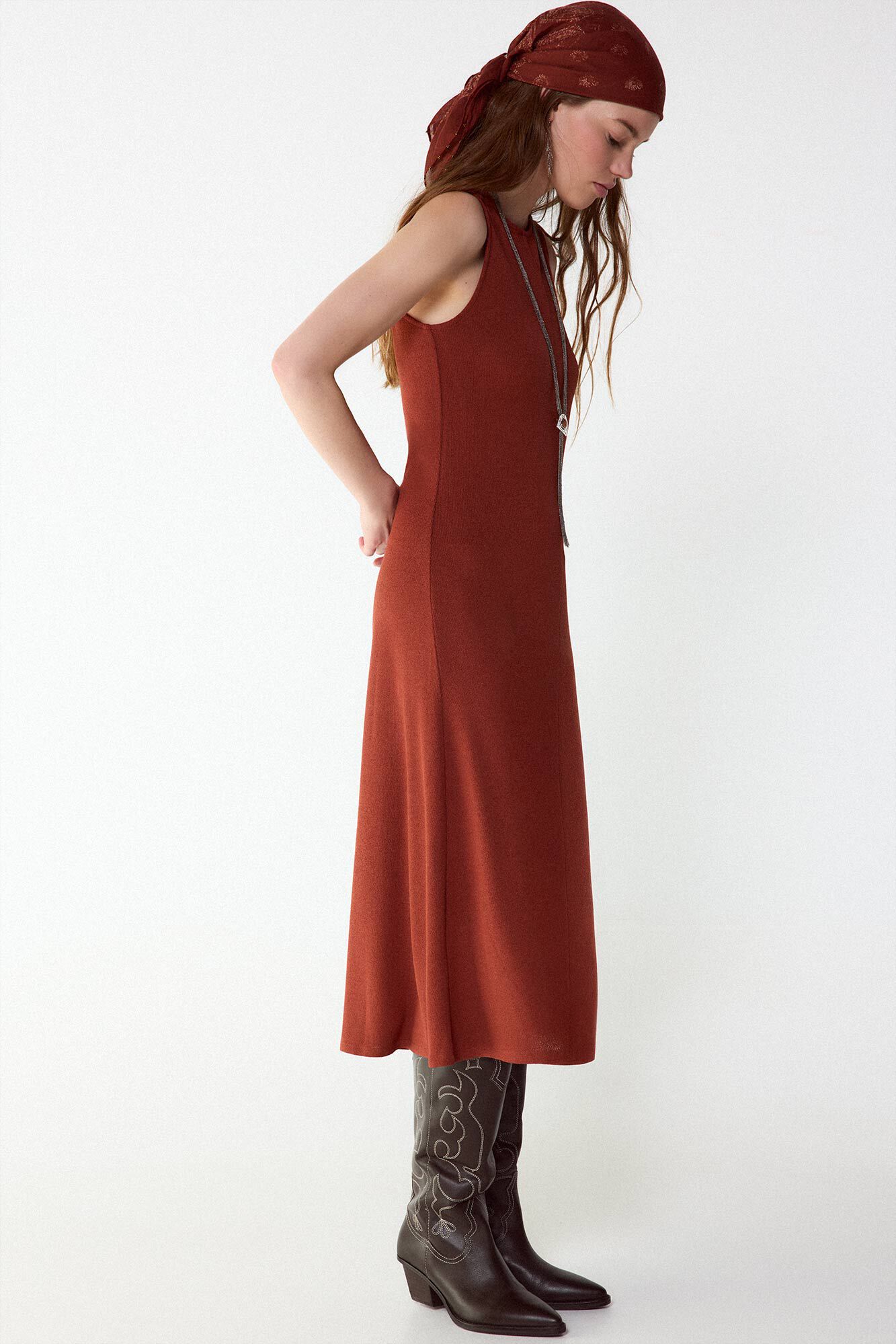 Slowlove Vestido b&aacute;sico con estructura Marr&oacute;n