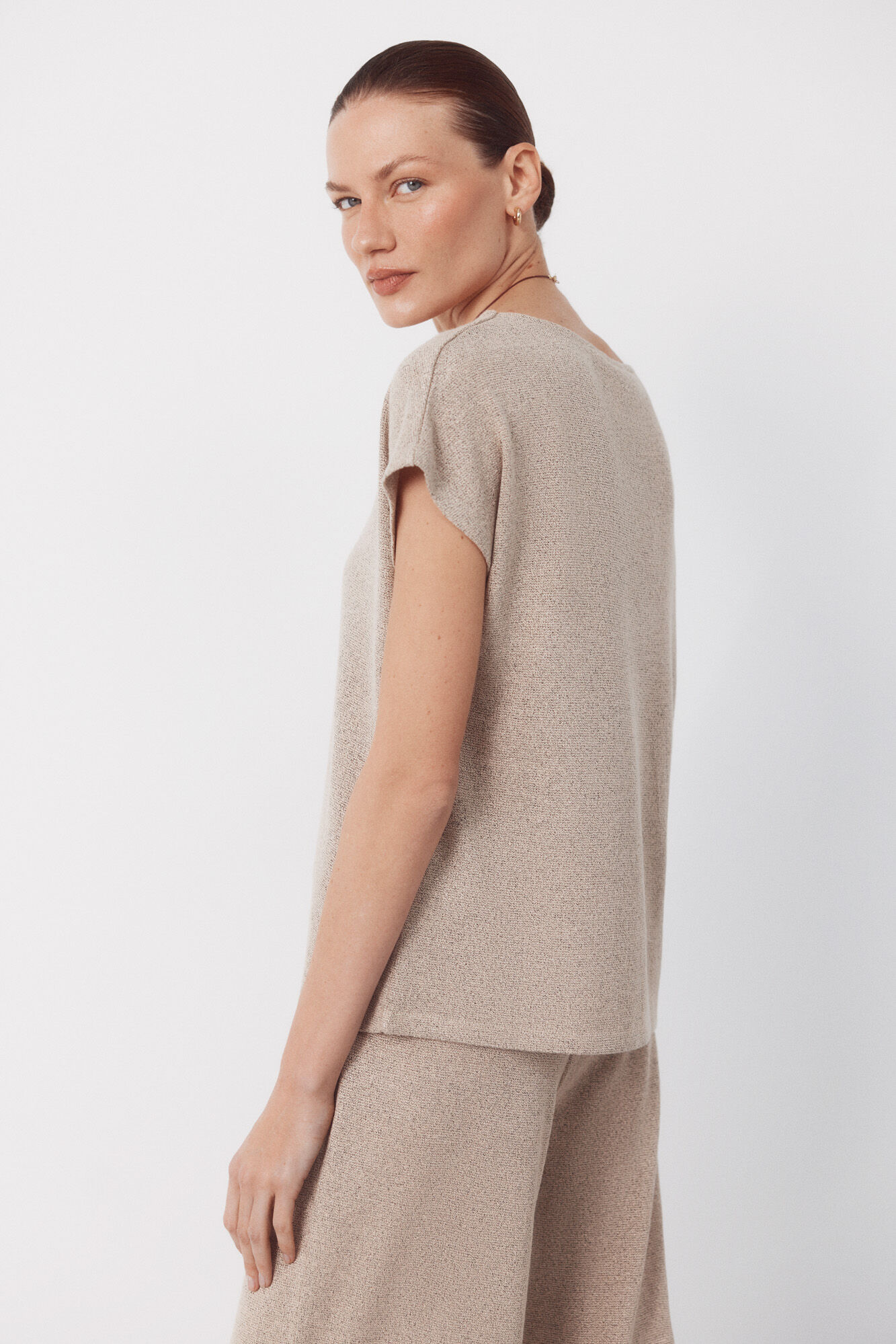 Cortefiel Camiseta aspecto r&uacute;stico Beige