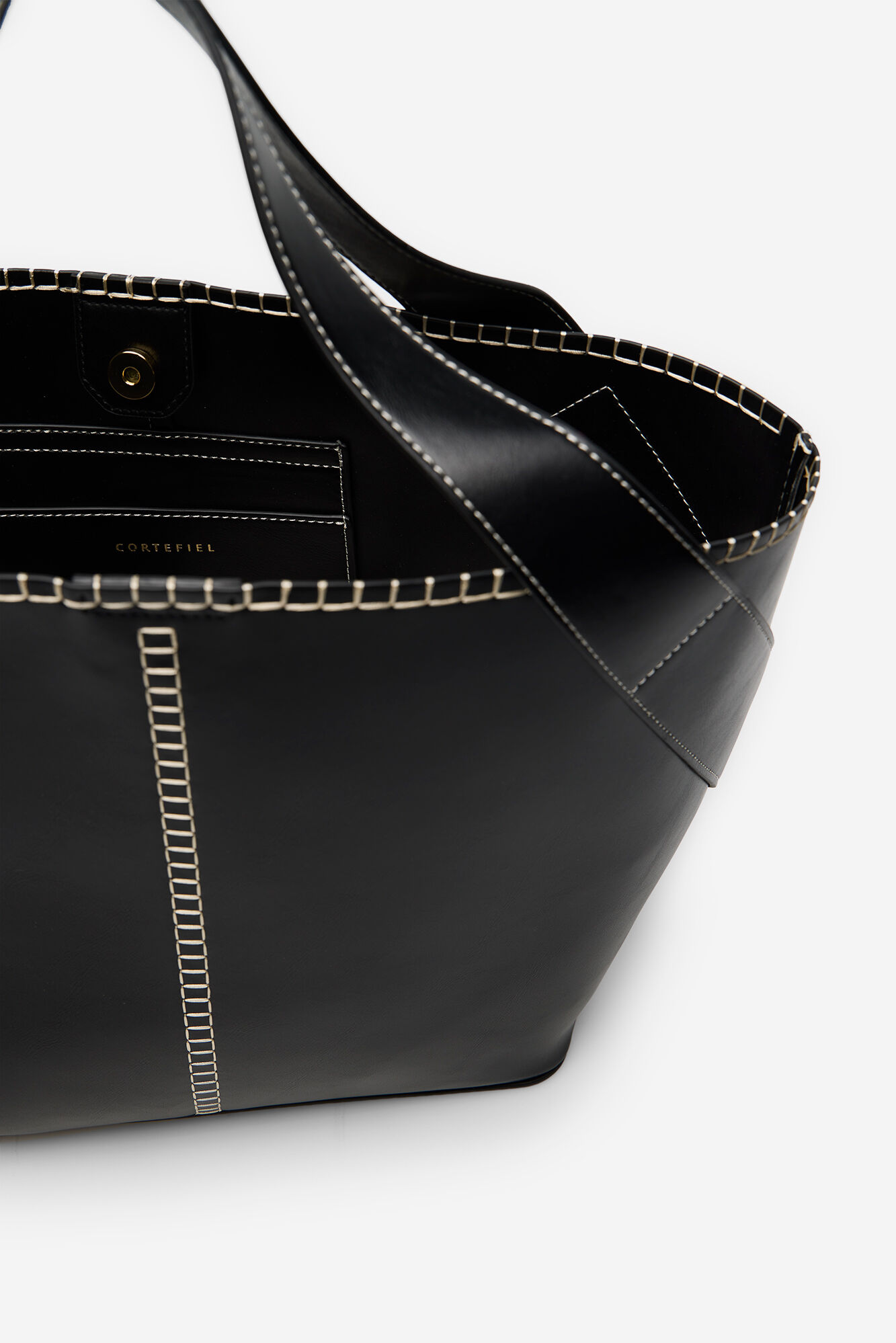 Cortefiel Bolsa de playa con pespuntes Negro
