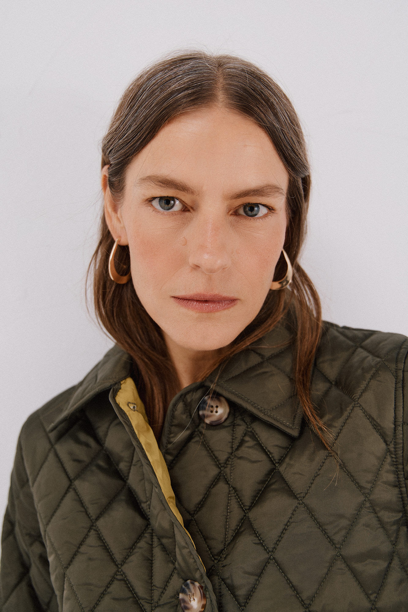 Cortefiel Anorak acolchado botones Kaki