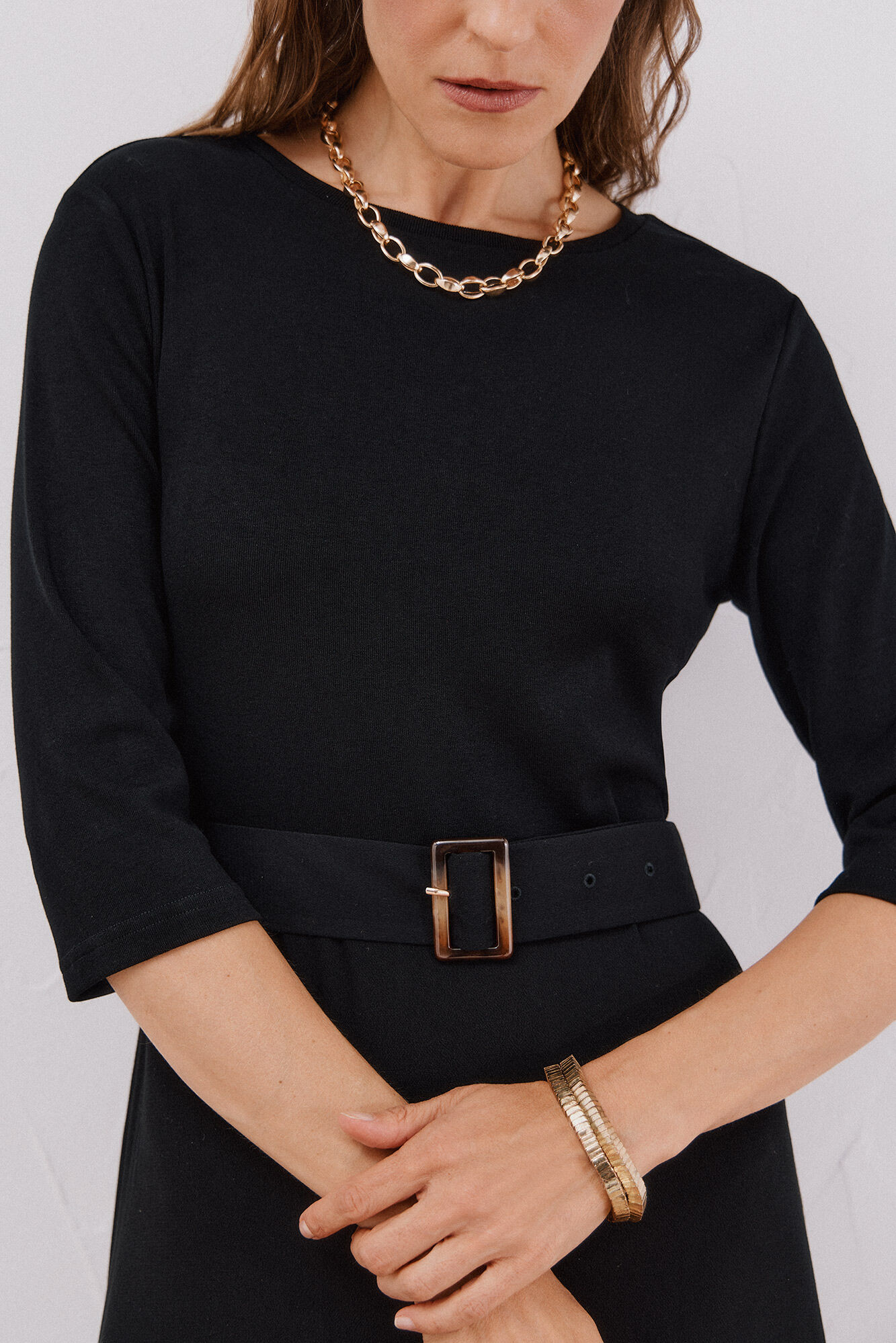 Cortefiel Vestido combinado con cintur&oacute;n