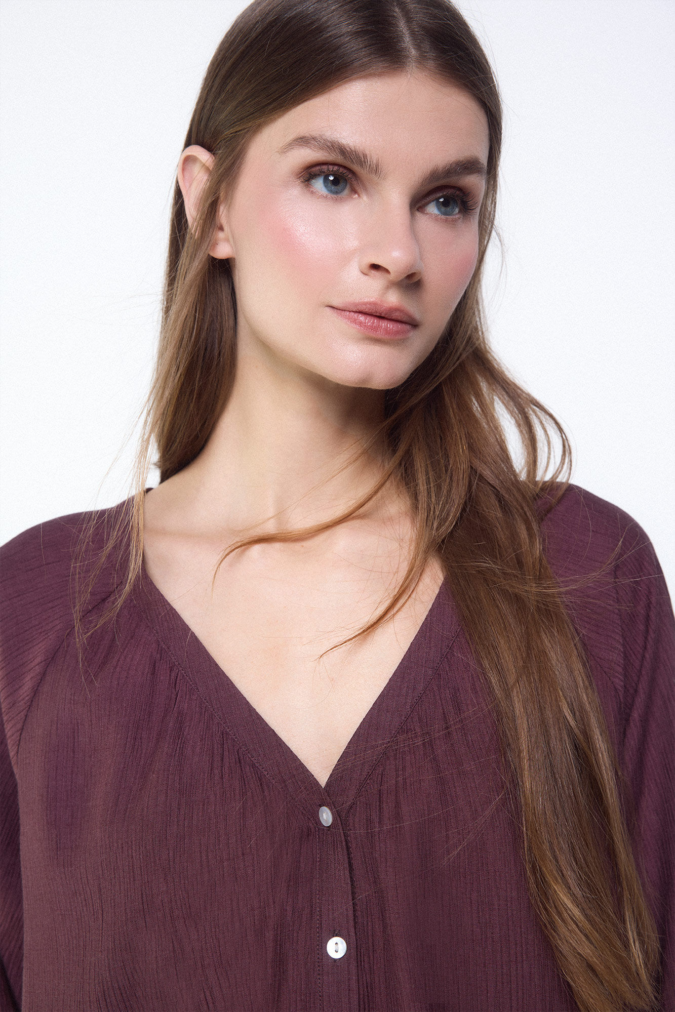 Slowlove Blusa fluida plisada