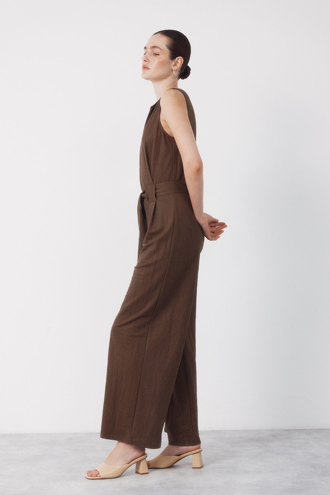 Cortefiel Jumpsuit de piqu&eacute; Camel