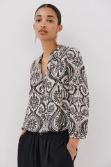 Cortefiel Blusa canes&uacute; delantro Estampado gris