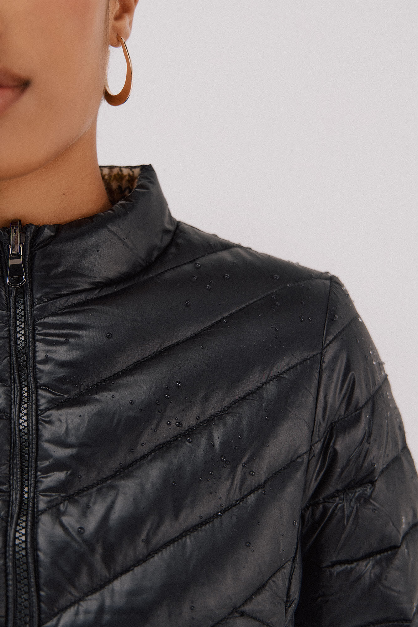 Cortefiel Chamarra reversible de plumas Negro