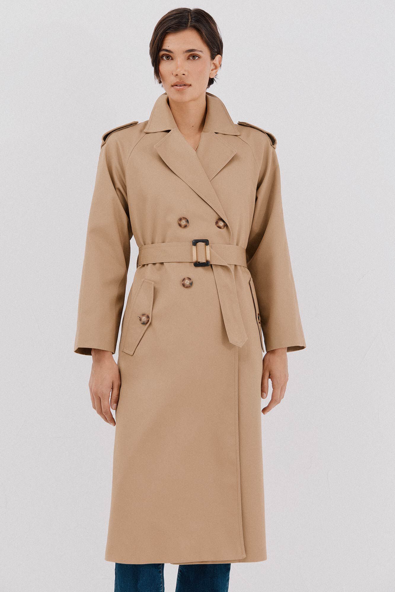 Cortefiel Gabardina larga Beige