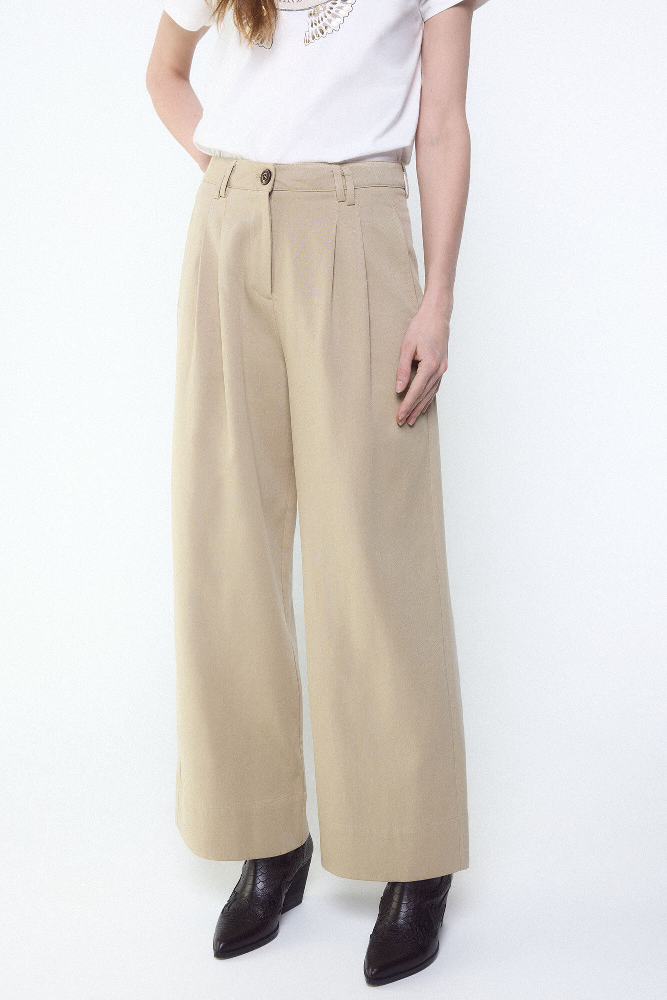 Slowlove Pantal&oacute;n tobillero ancho Beige