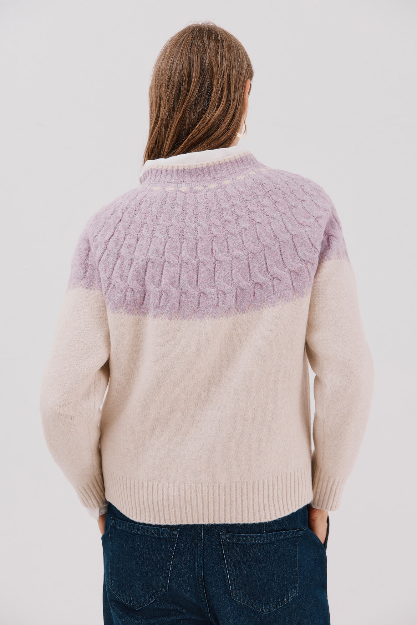 Cortefiel Su&eacute;ter ochos contraste Lila