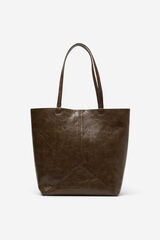 Cortefiel Bolsa shopper con cortes Marr&oacute;n oscuro