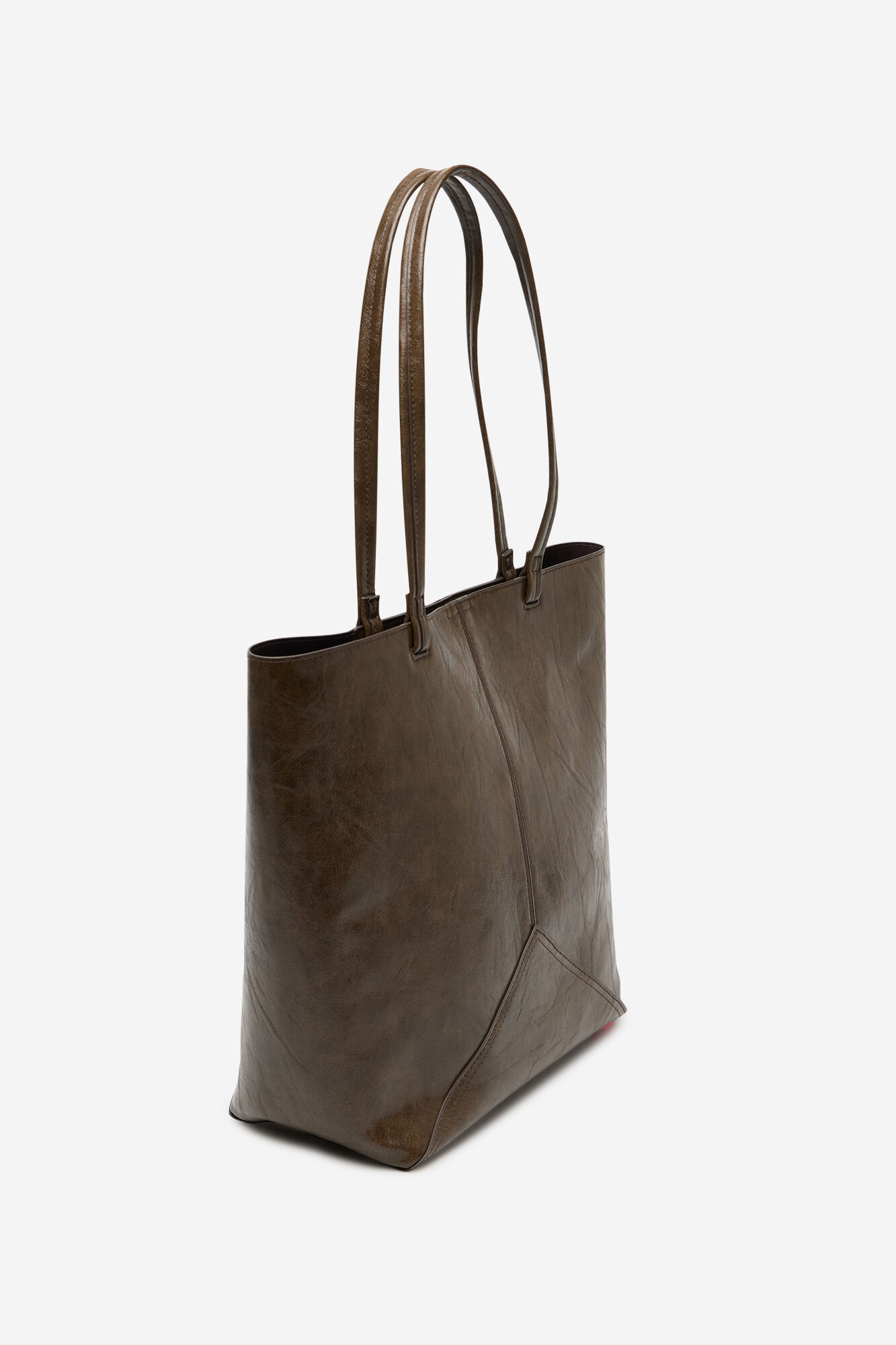 Cortefiel Bolsa shopper con cortes Marr&oacute;n oscuro