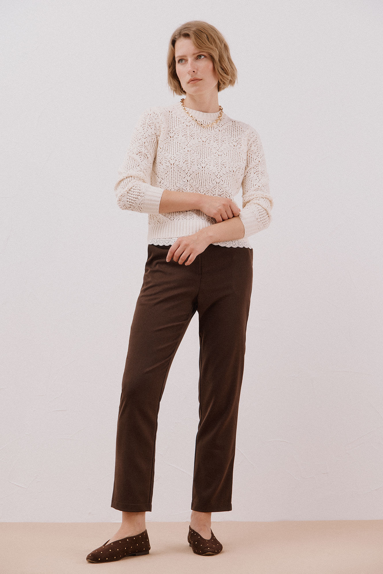 Cortefiel Su&eacute;ter de tejido Marfil