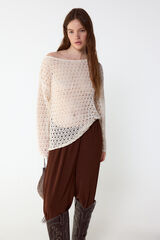 Slowlove Su&eacute;ter de punto calado Marfil