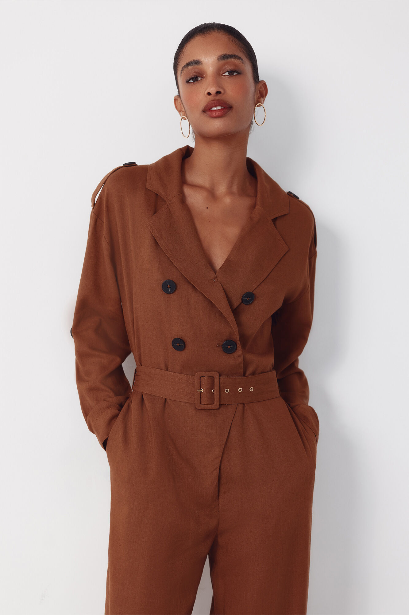 Cortefiel Jumpsuit solapa r&uacute;stico