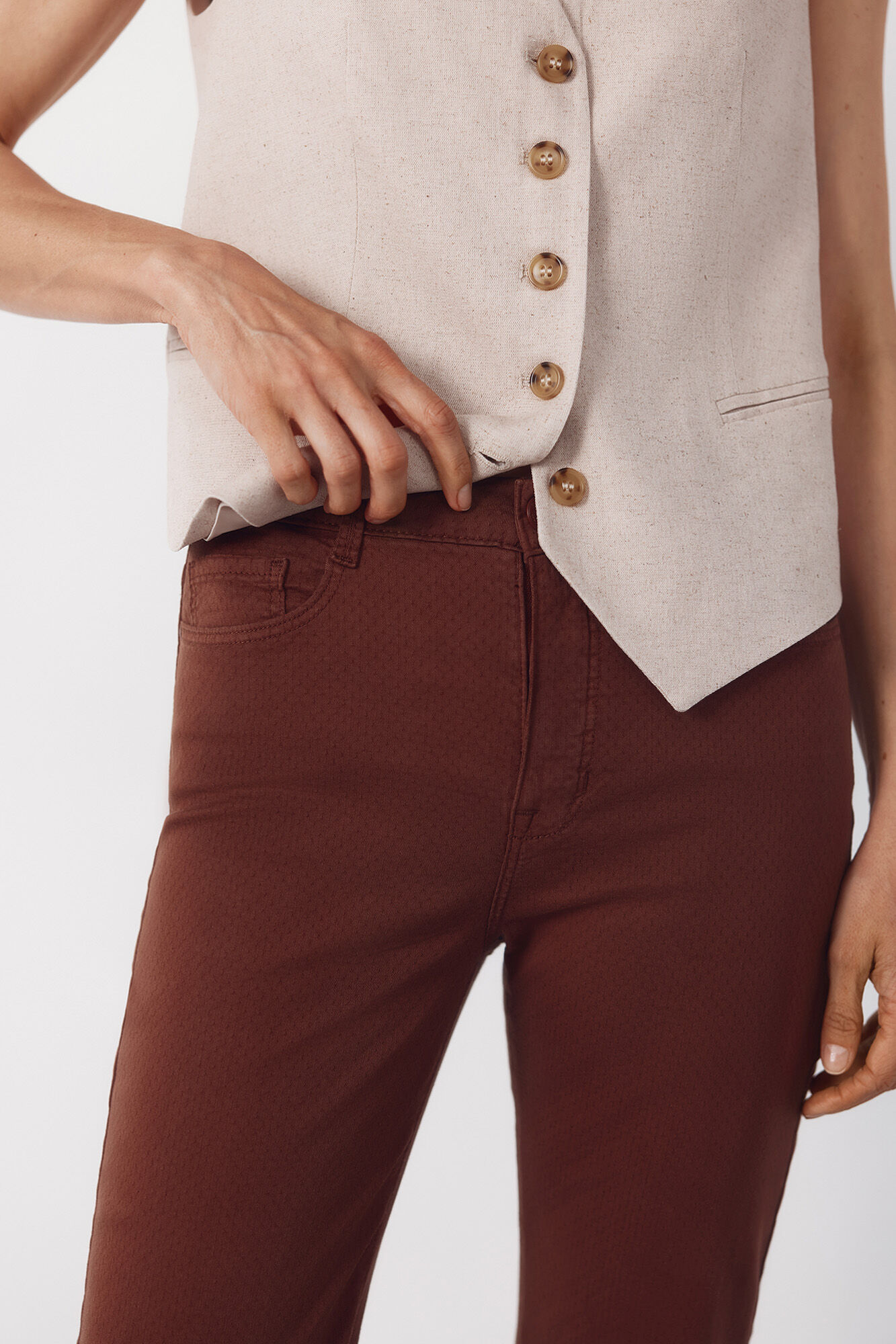Cortefiel Jeans sensational jacquard Marr&oacute;n