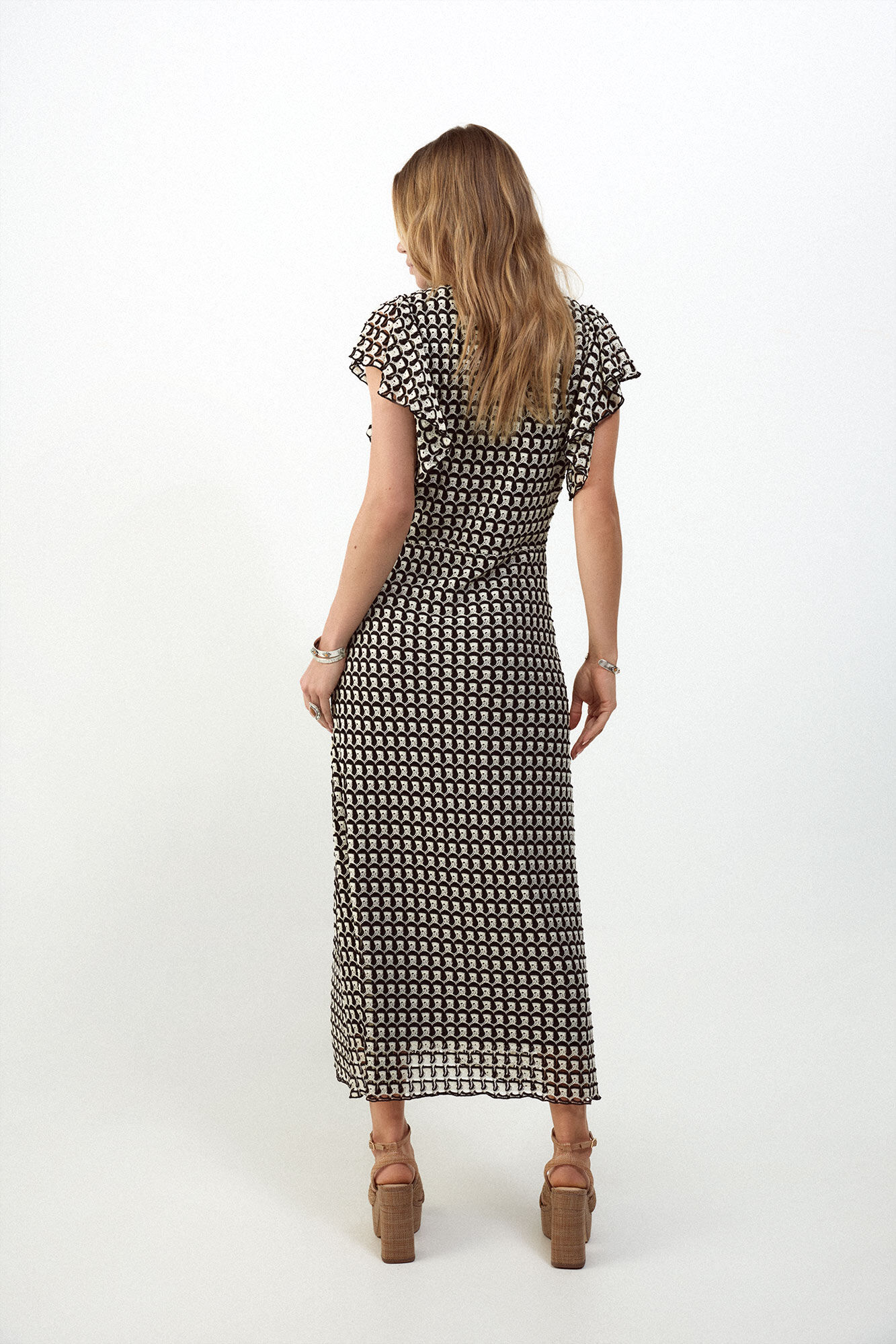Slowlove Vestido estructura multicolor Negro