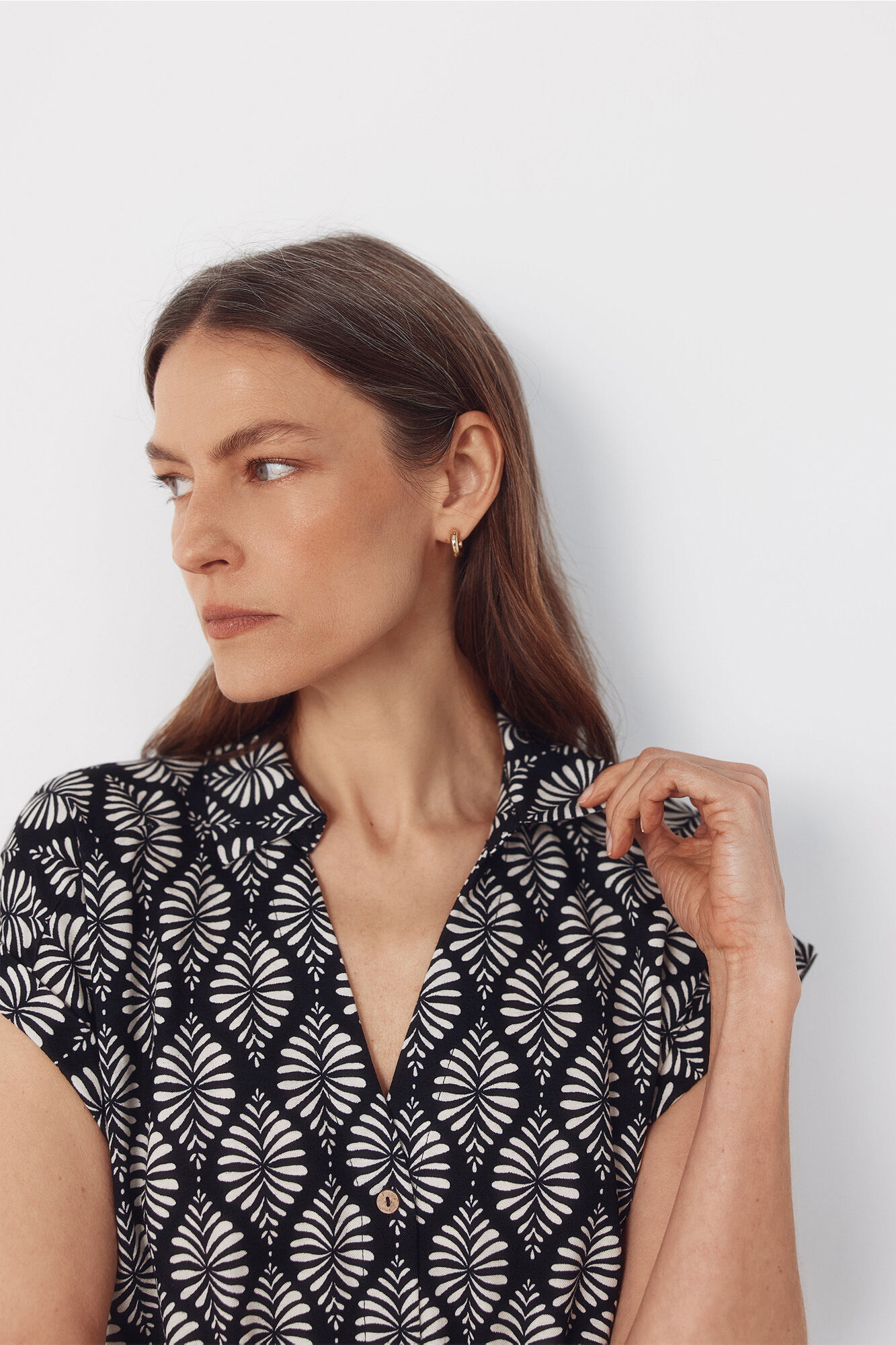 Cortefiel Vestido camisero Estampado gris