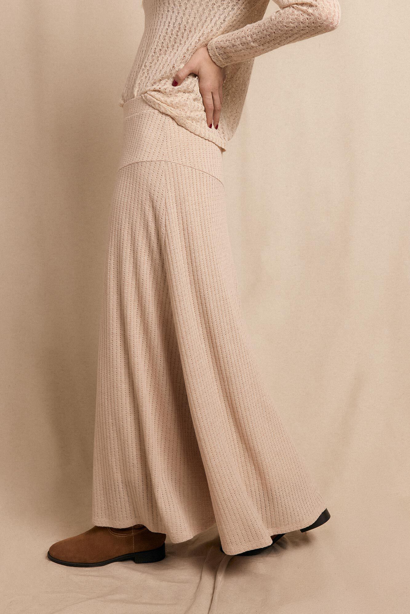 Slowlove Falda capa de punto Beige