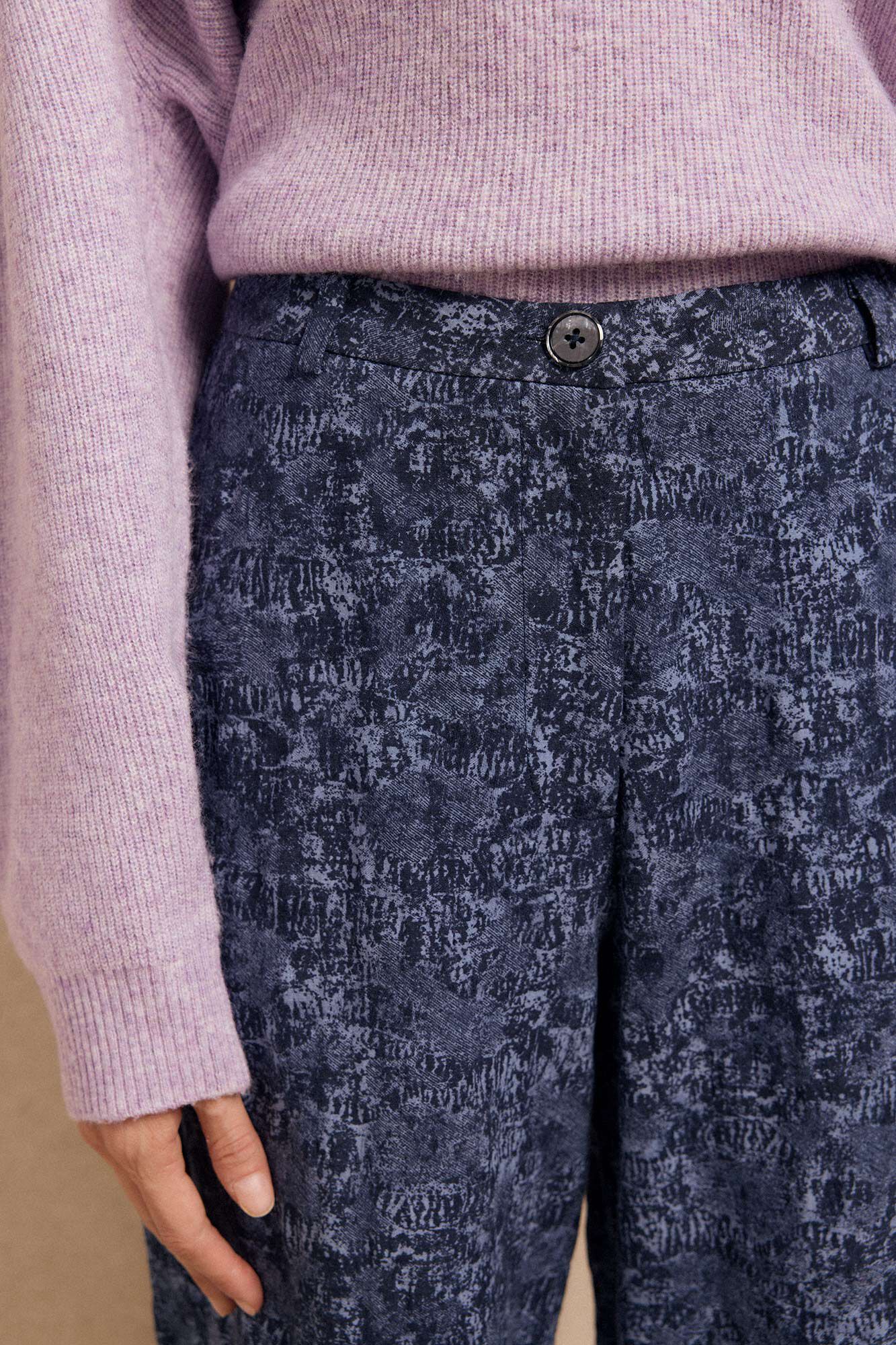 Slowlove Pantal&oacute;n de jacquard con pinzas Azul marino