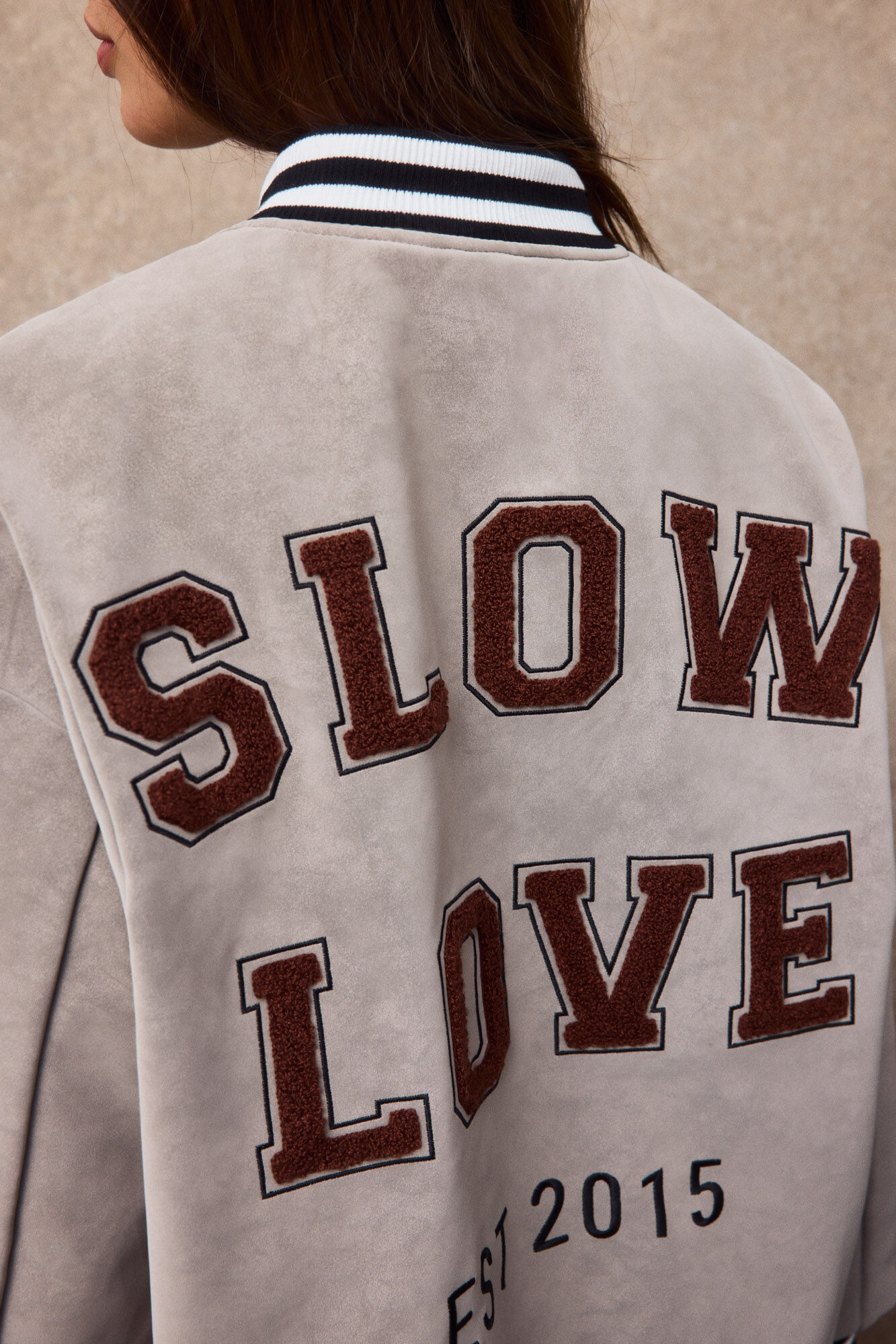 Slowlove Cazadora bomber efecto piel Marfil