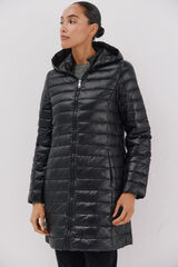 Cortefiel Abrigo largo de plumas Negro