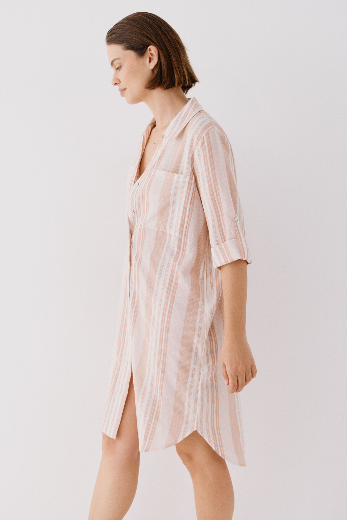 Cortefiel Caft&aacute;n camisero largo Coral