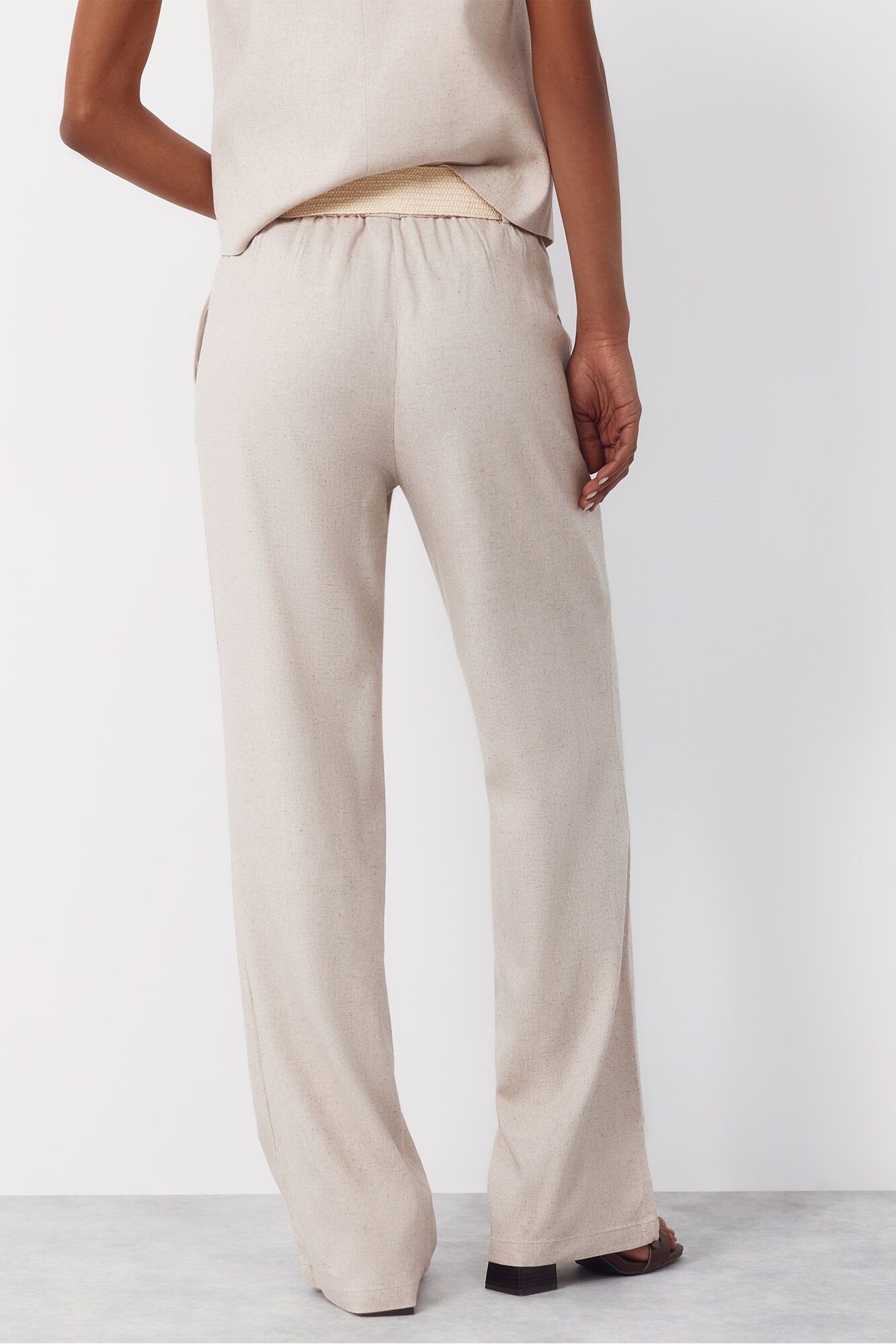 Cortefiel Pantal&oacute;n ancho de lino Arena