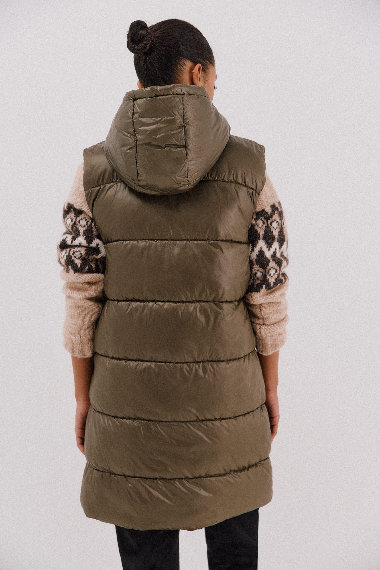 Cortefiel Chaleco largo reversible Kaki