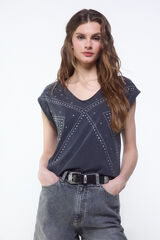 Slowlove Playera con tachas Gris