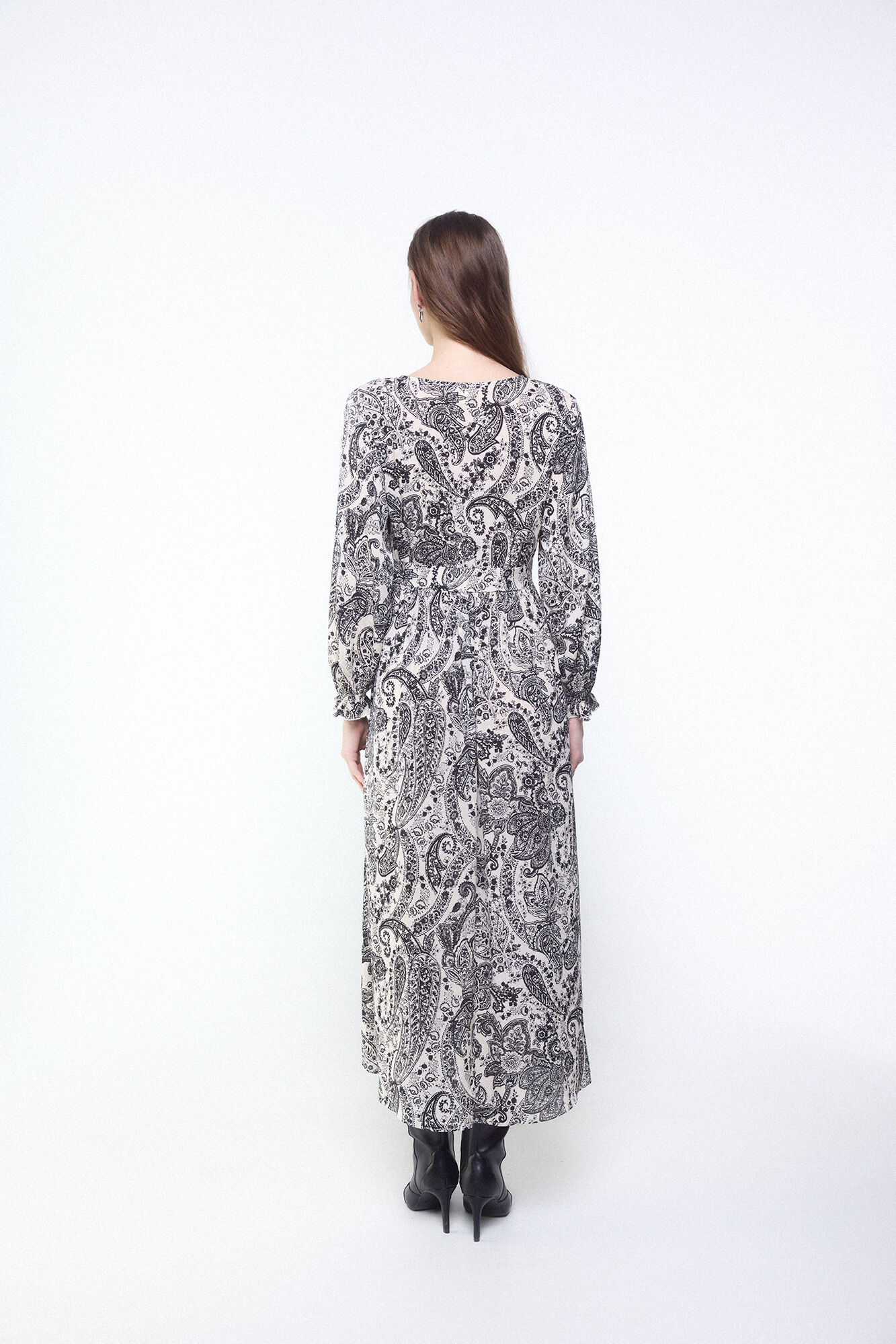 Slowlove Vestido fluido de jacquard Estampado blanco