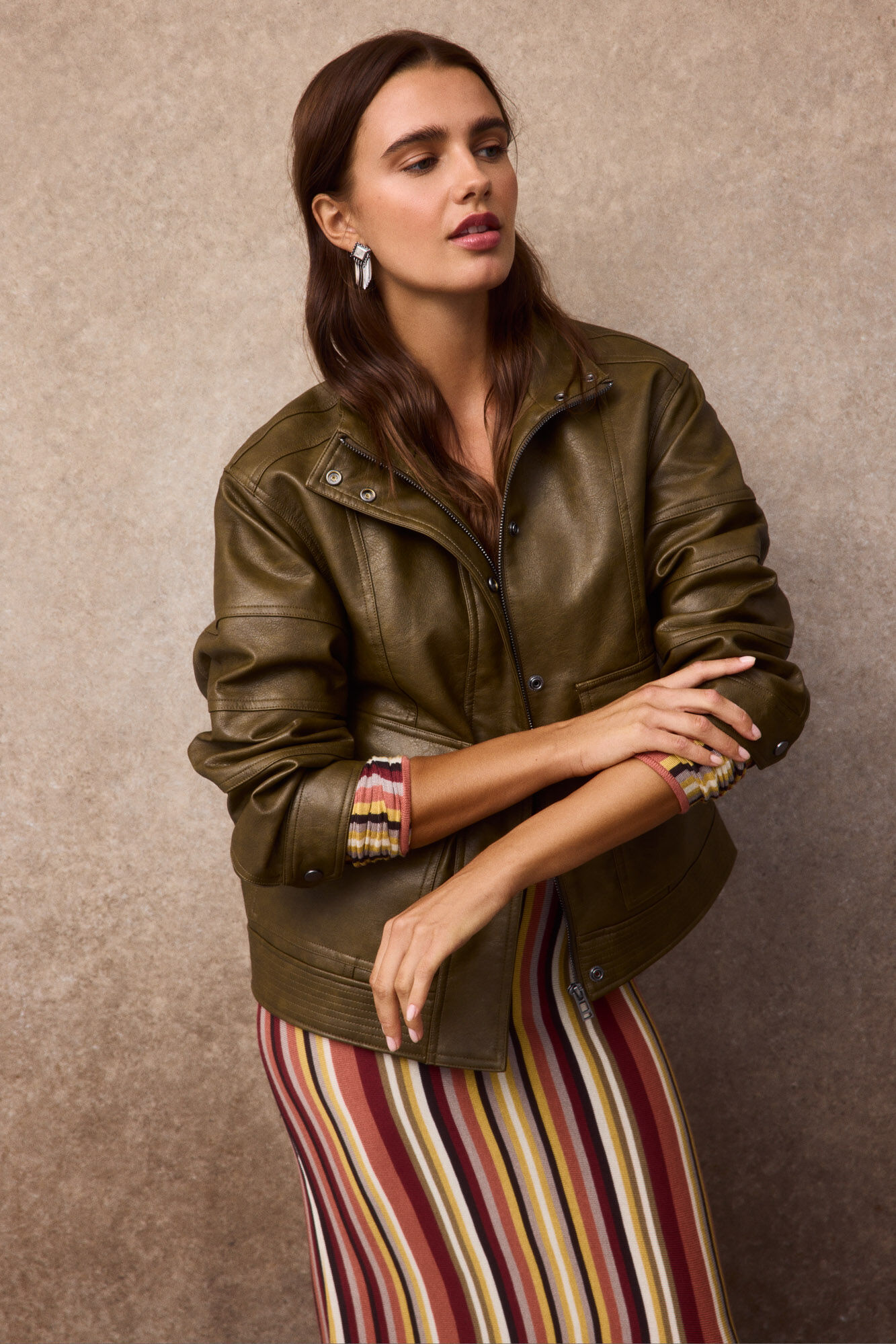 Slowlove Cazadora biker pespuntes