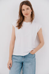 Cortefiel Playera escote pico Blanco