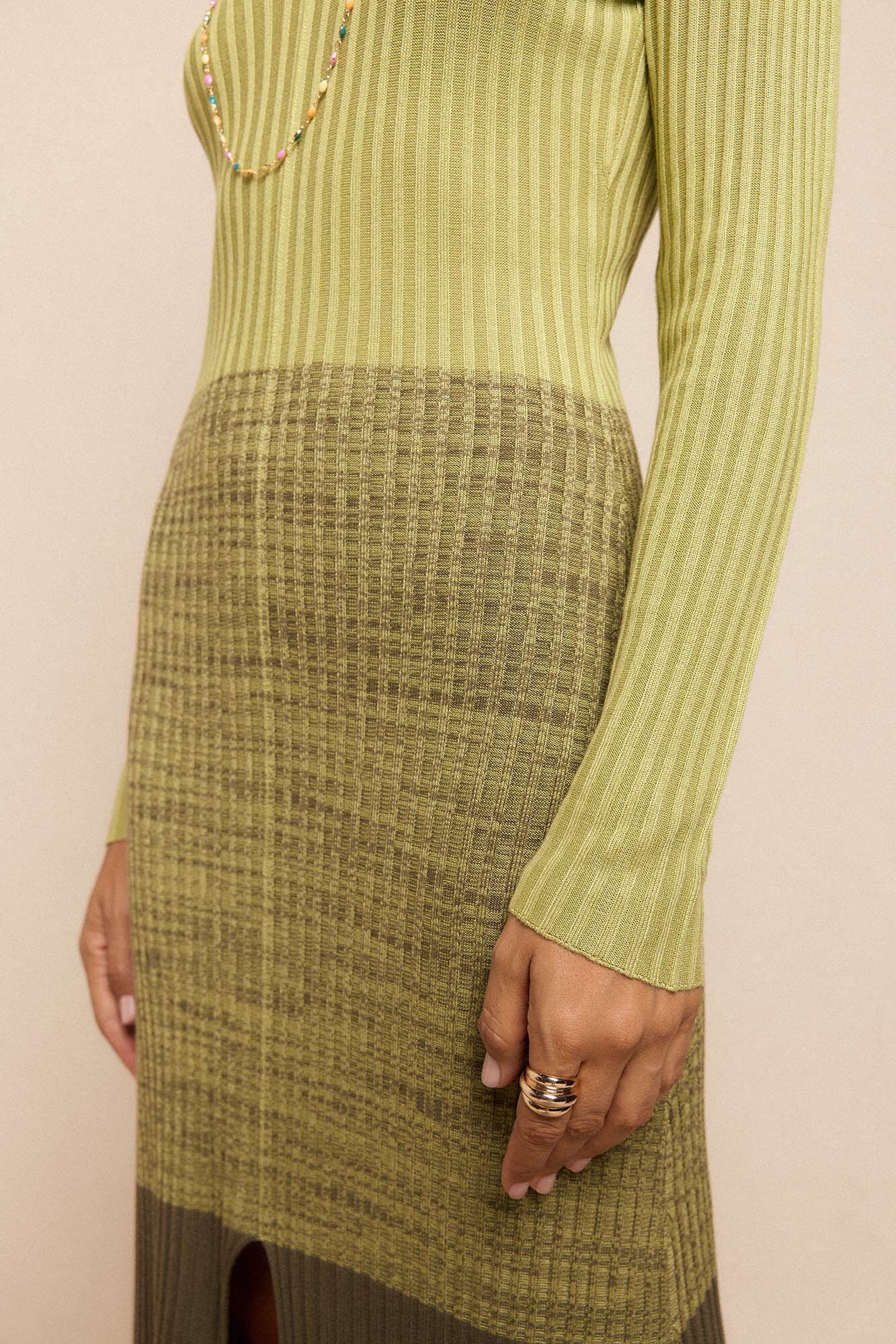 Slowlove Vestido de punto acanalado degradado Verde