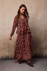 Slowlove Vestido estampado fluido Estampado granate