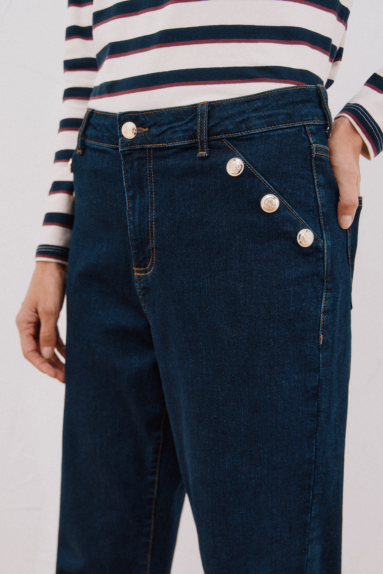 Cortefiel Pantalones palazzo botones Azul