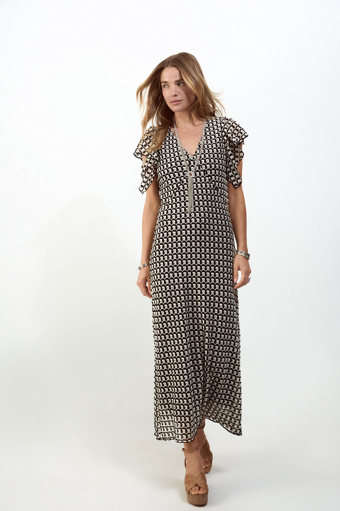 Slowlove Vestido estructura multicolor Negro