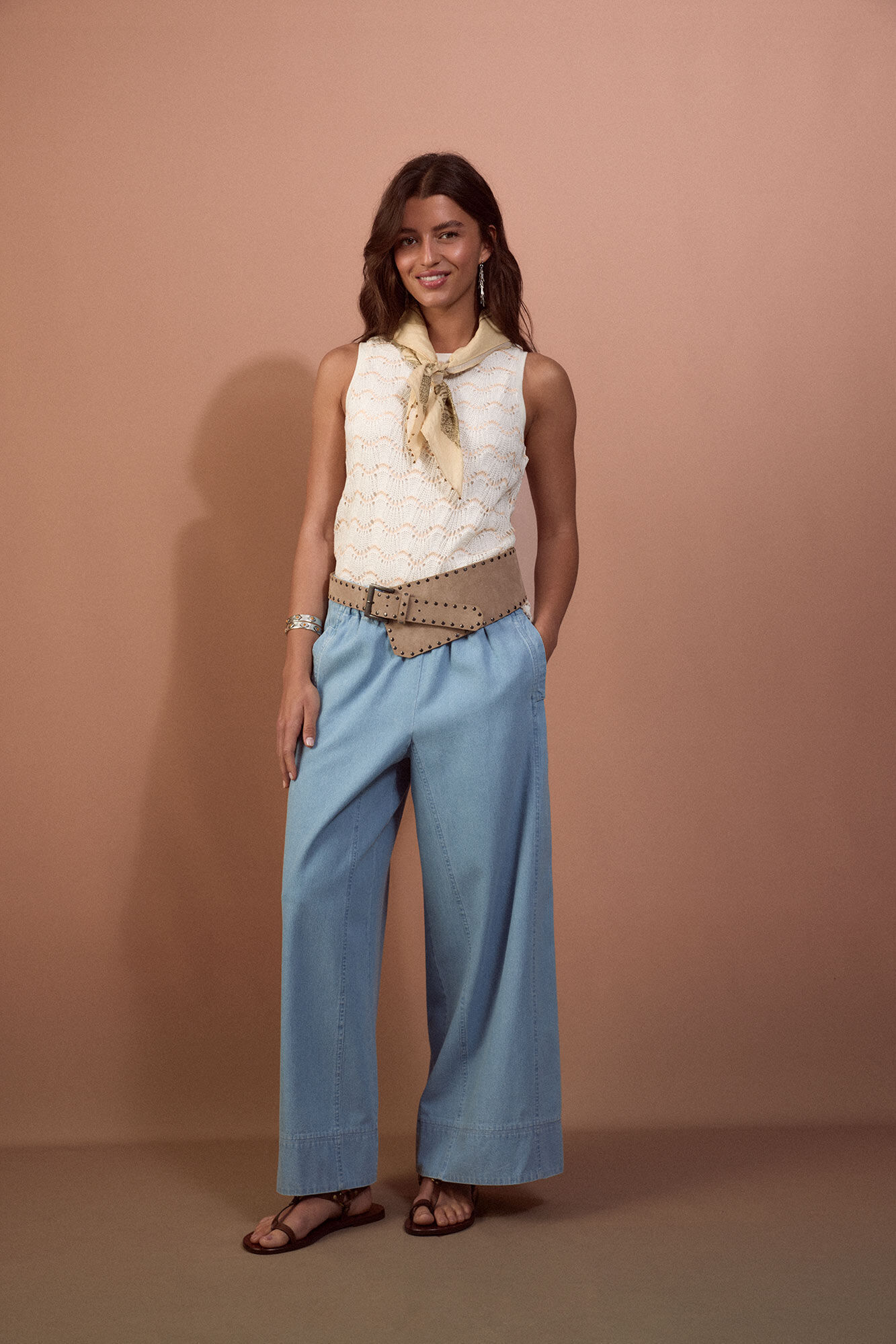 Slowlove Top b&aacute;sico ondas Blanco