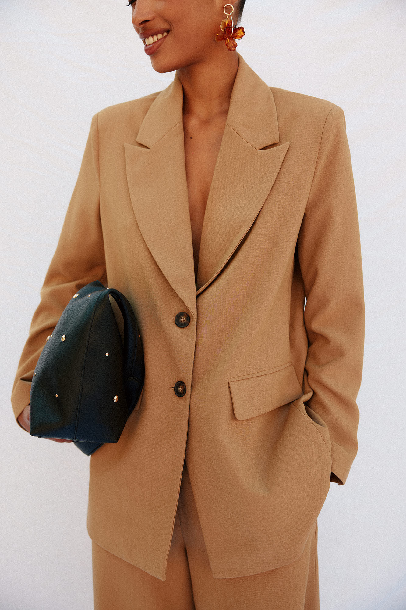 Cortefiel Blazer de cuello solapa Beige