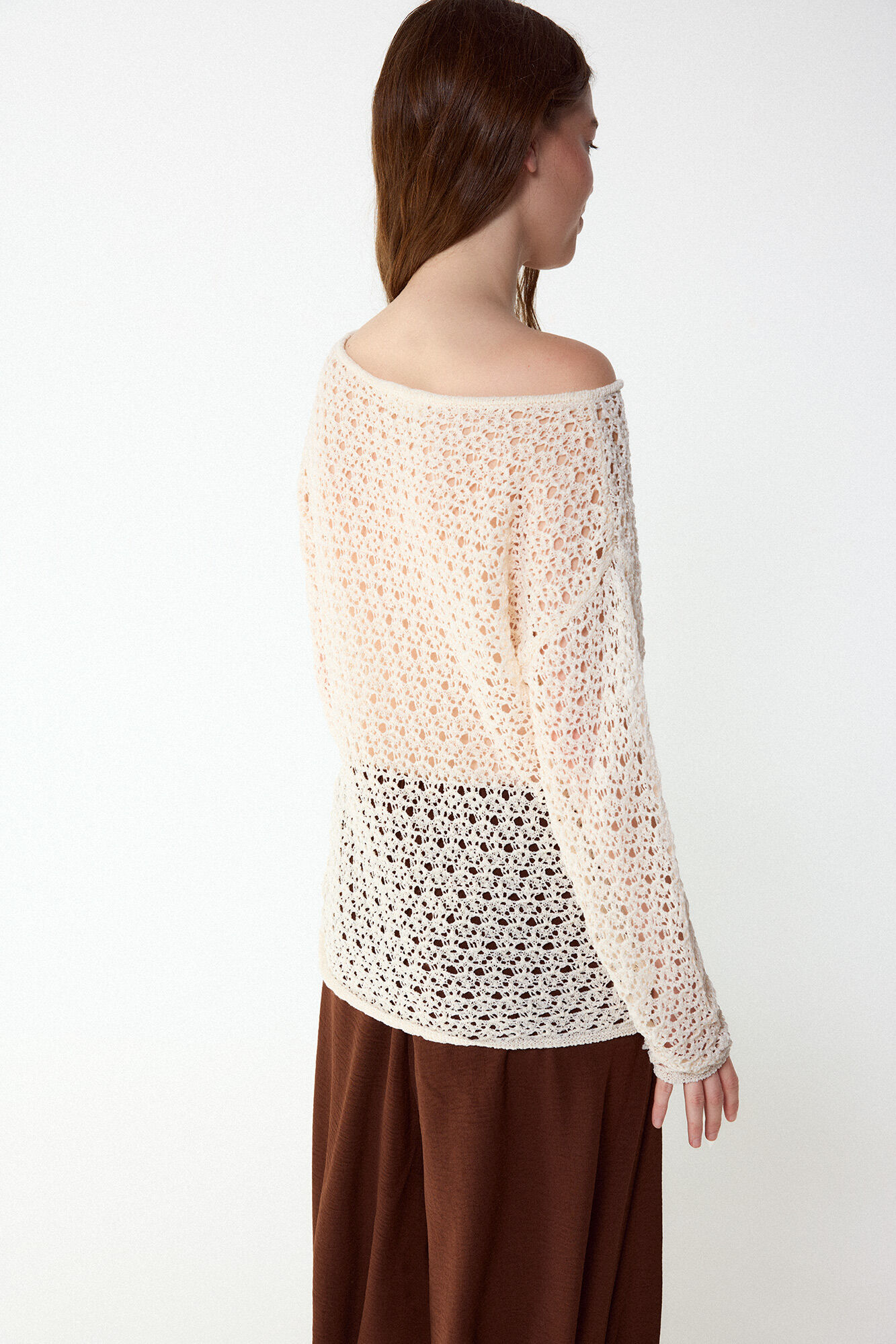 Slowlove Su&eacute;ter de punto calado Marfil