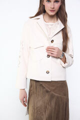 Slowlove Chamarra perforada en manga Beige