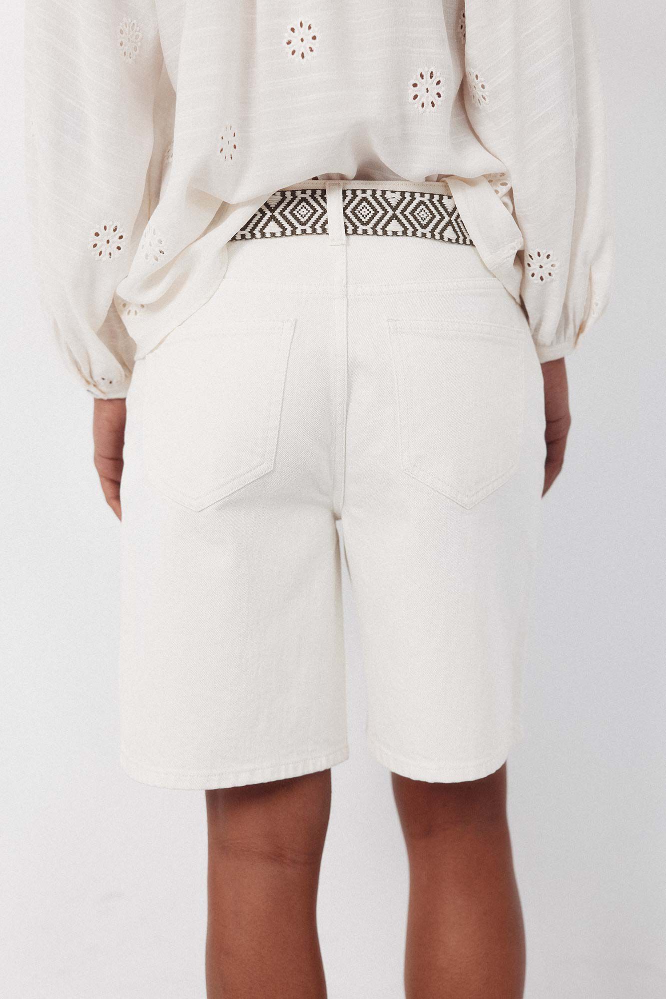 Cortefiel Bermudas de mezclilla Blanco