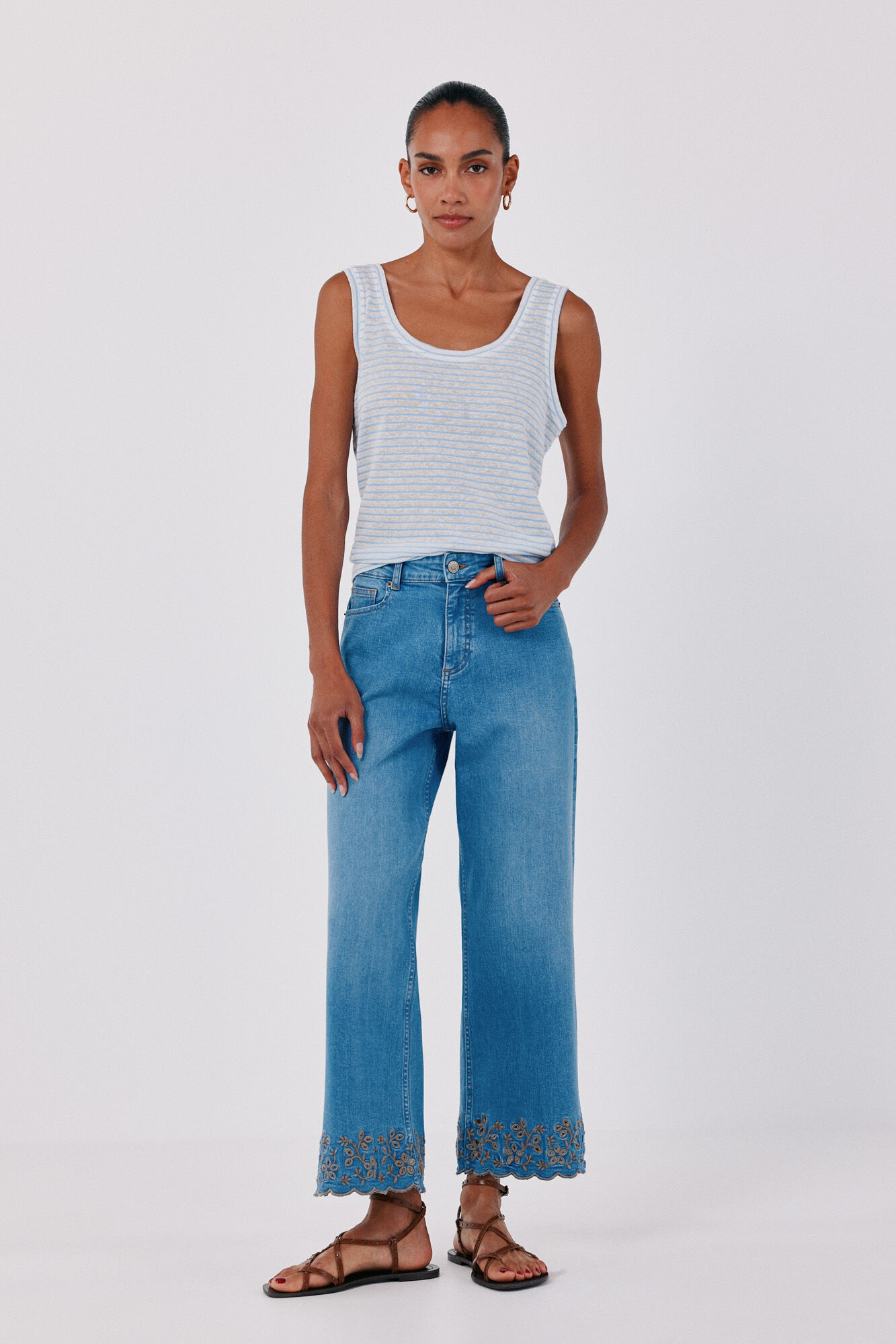 Cortefiel Jeans bajo bordado Azul oscuro