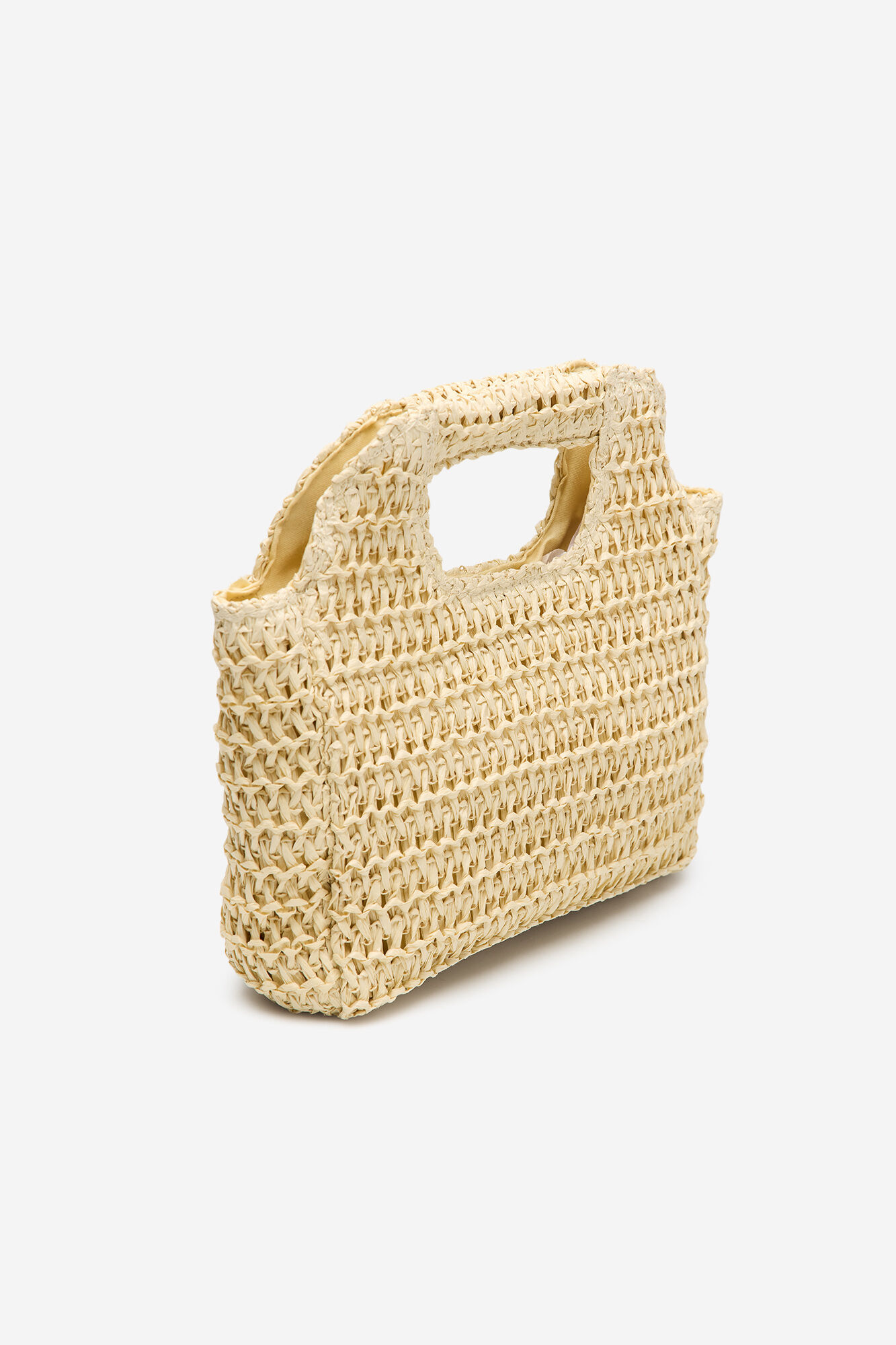 Cortefiel Bolsa trenzada de rafia Marfil