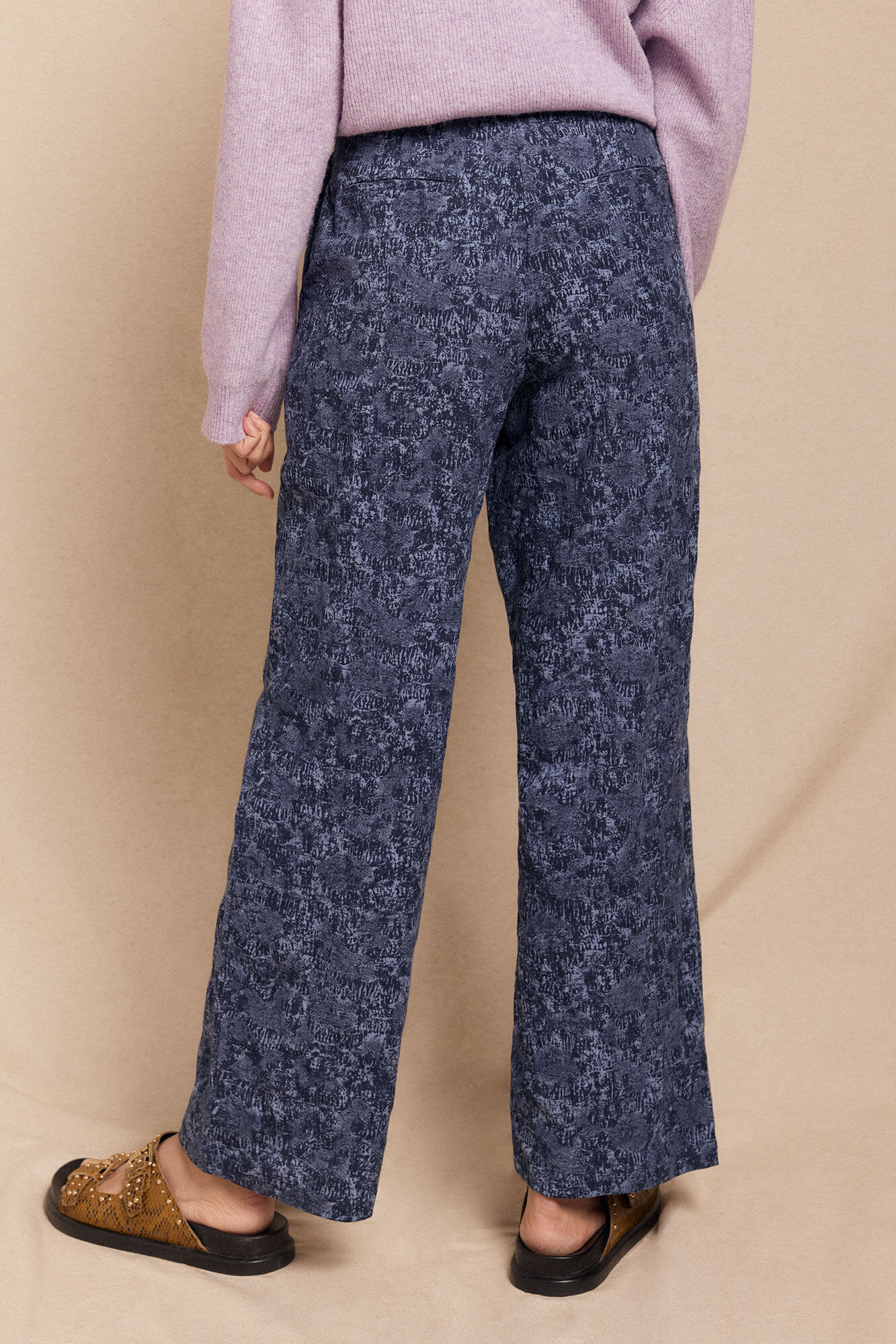 Slowlove Pantal&oacute;n de jacquard con pinzas Azul marino
