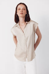 Cortefiel Camisa satinada Beige
