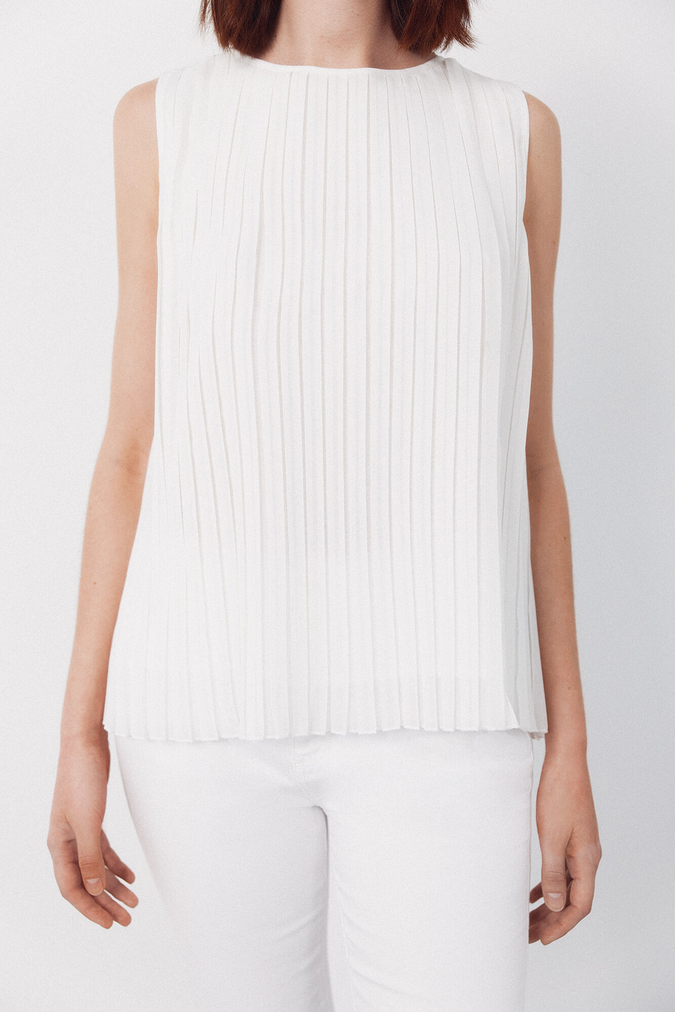 Cortefiel Blusa plisada Blanco