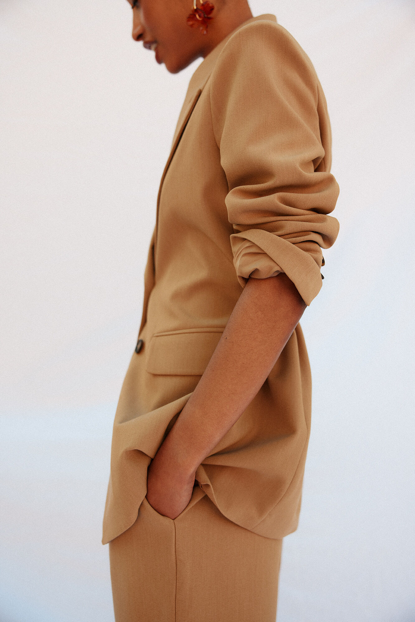 Cortefiel Blazer de cuello solapa Beige