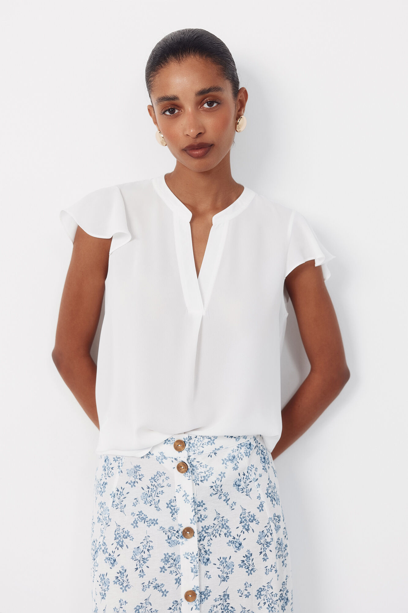 Cortefiel Blusa fluida de manga de vuelo