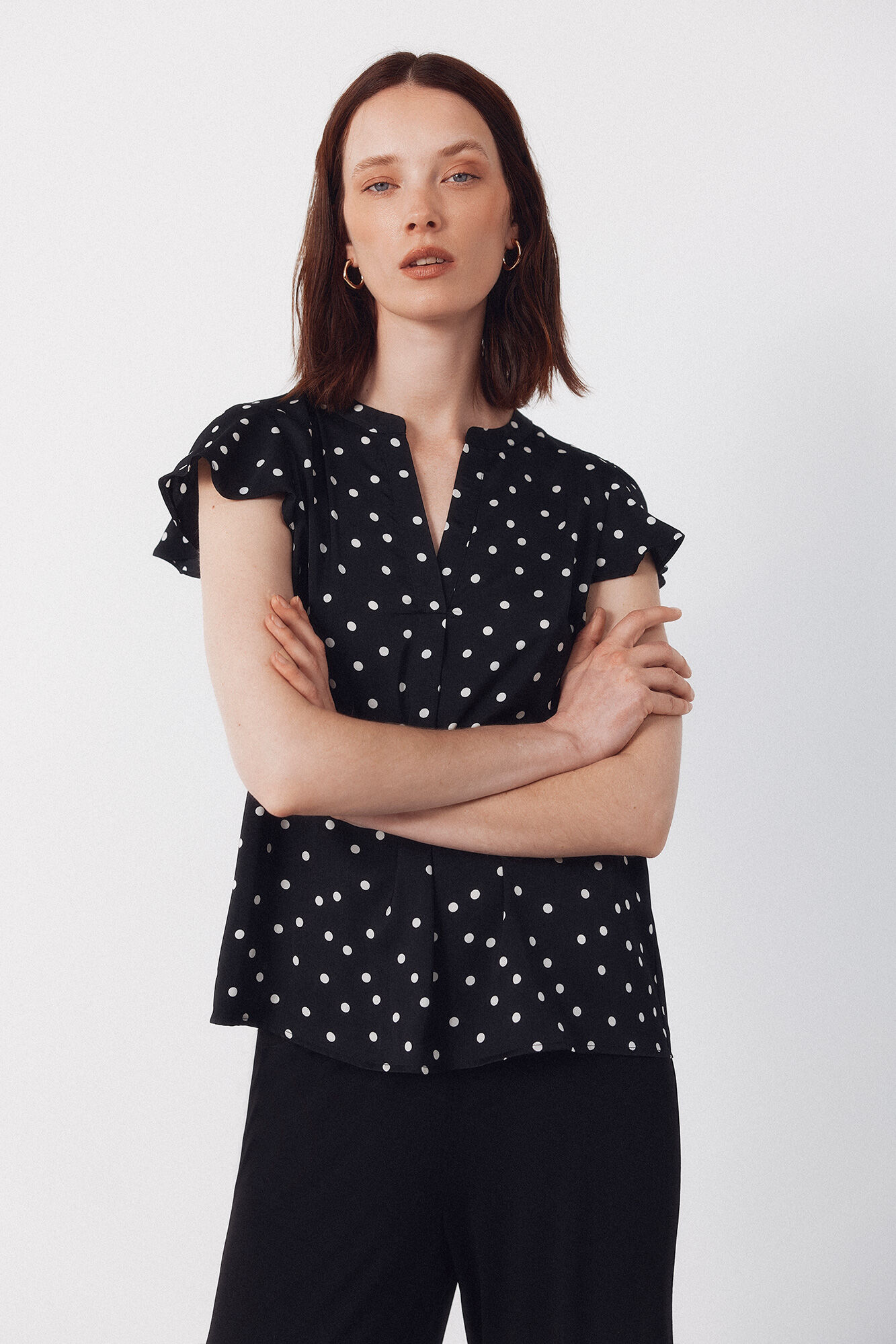 Cortefiel Blusa fluida de manga de vuelo